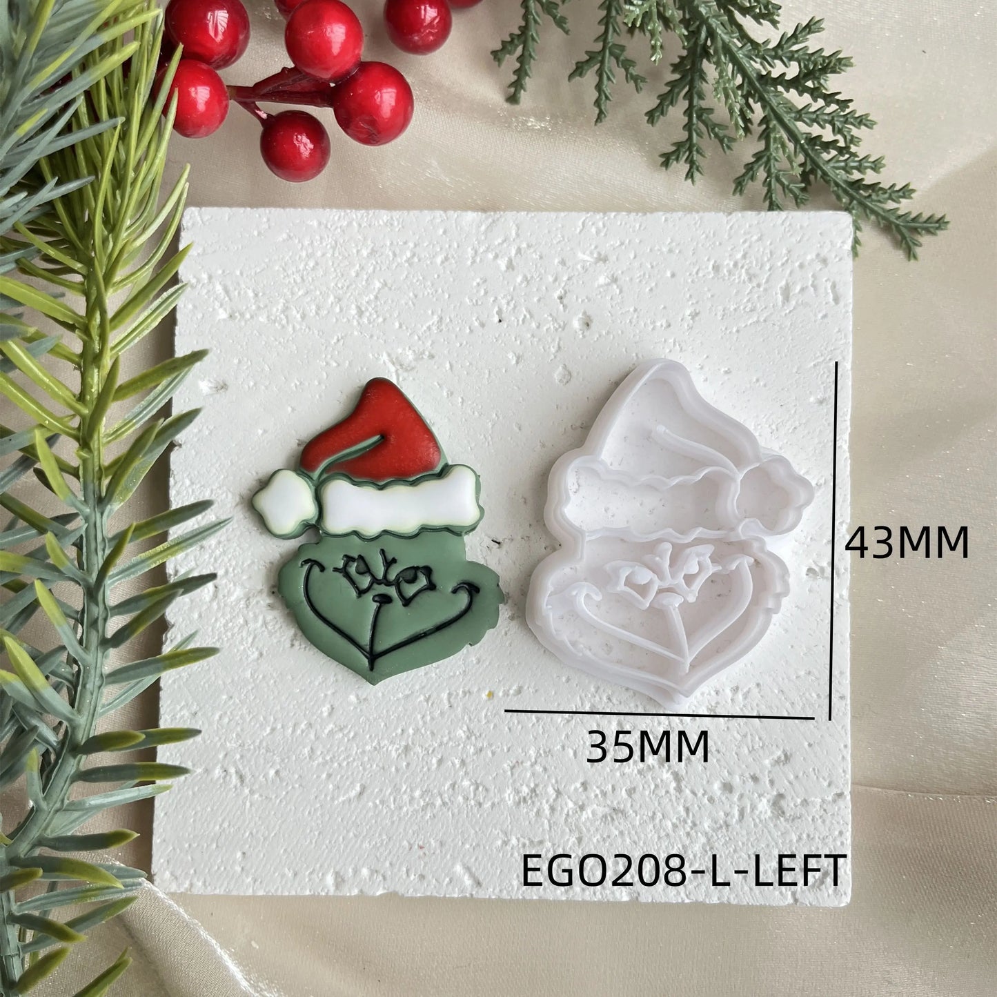 Christmas Cookie Cutter SANTA GRINCH  3 Sizes 2 Cut Versions  Earrings Making Mold Polymer Clay Tools Jewellery Tools