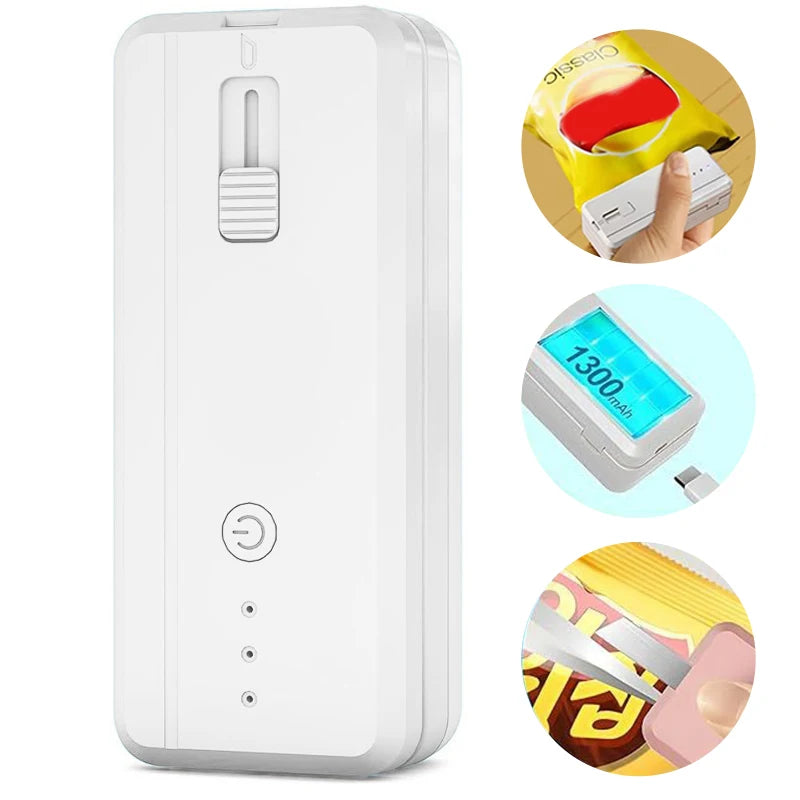 1300mAh Rechargeable Mini Bag Sealer and Cutter, 3 Variable Heat Modes, Widened Thermal Strip