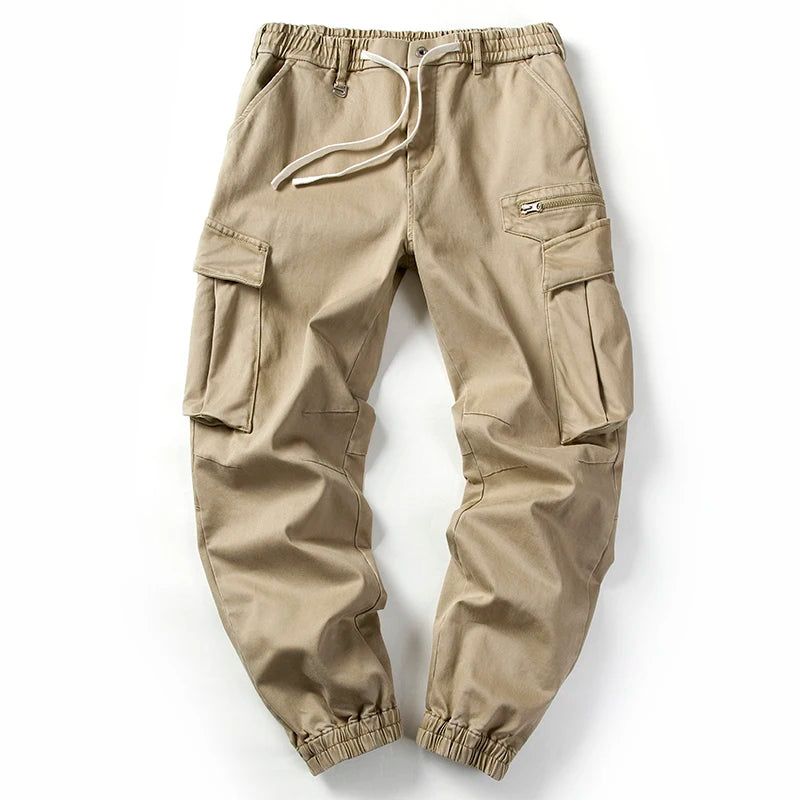 Carbon Brushed 350gsm Elastic Twill Fabric Pants Heavyweight Washed 3D Tailored Workwear Cargo Jogger Trousers for Autumn/Winter
