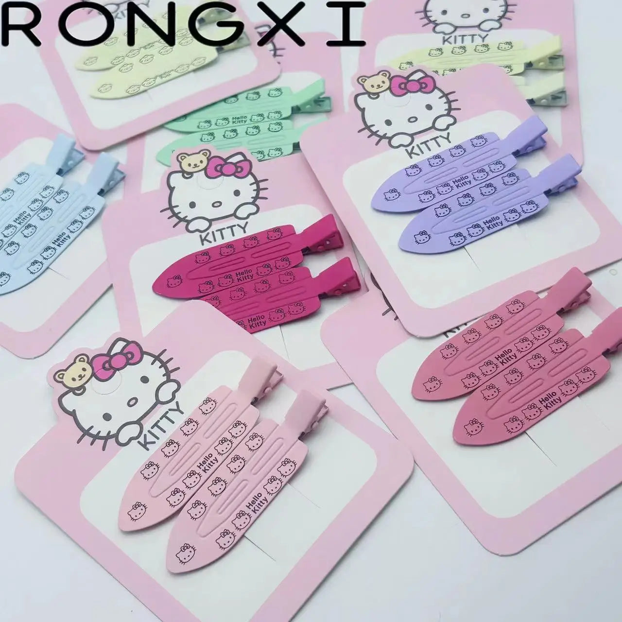 2pcs Hello Kitty Seamless Hairpin Cute Cartoon Sanrio BB Hair Clip Accessories Girl Headwear Bangs Clip Sweet HairClips Gifts