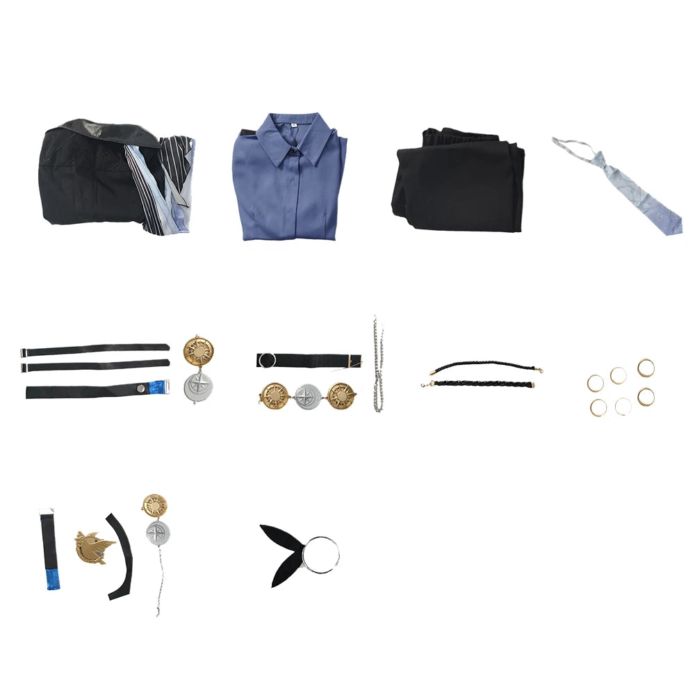 Hugo Cosplay Costume Game Zenless Cos Zone Zero Roleplay Uniform Shirt Pants Coat Tie Headband Outfits Halloween Party Suit