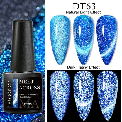 9D Reflective Magnetic Gel Nail Polish 7ml Shiny Glitter Cat Eye Nail Gel Varnishes Semi Permanent Soak Off UV Gel Nail Art