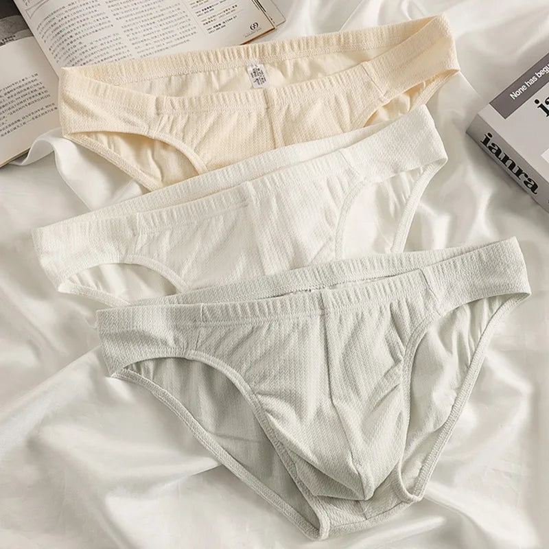Cotton Underwear Men Sexy Bulge Pouch Briefs Breathable Underpants Soft Lingerie Male U Convex Bag Knickers Low Rise Panties