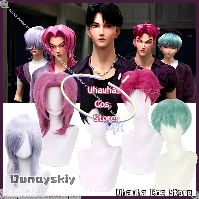 Kpop Demon Saja Boys Cosplay Anime Korea Boys Group Fashion Wigs 5Color Style Jinu Baby Abby Mystery Romance Short Hair Disguise