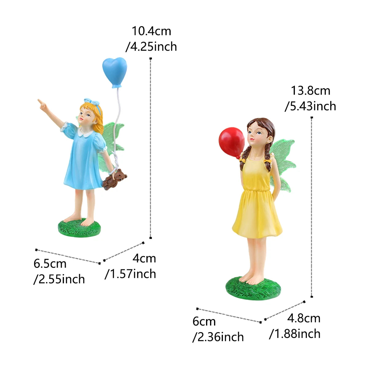 2PC/Colorful Balloon Flower Fairy - Resin Succulent Pot Decoration Statue - The Perfect Choice for Fairy Garden