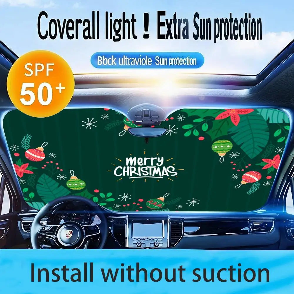 Merry Christmas Sun Shade Sunshade Seat Cover Off-Road Truck Accessory Set Retro Steering Car Van SUV Gifts