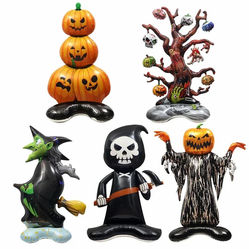 Halloween Decoration Balloon Pumpkin Pile Pumpkin Dead Tree Witch Scythe Grim Reaper Aluminum Balloon Halloween Party Decoration