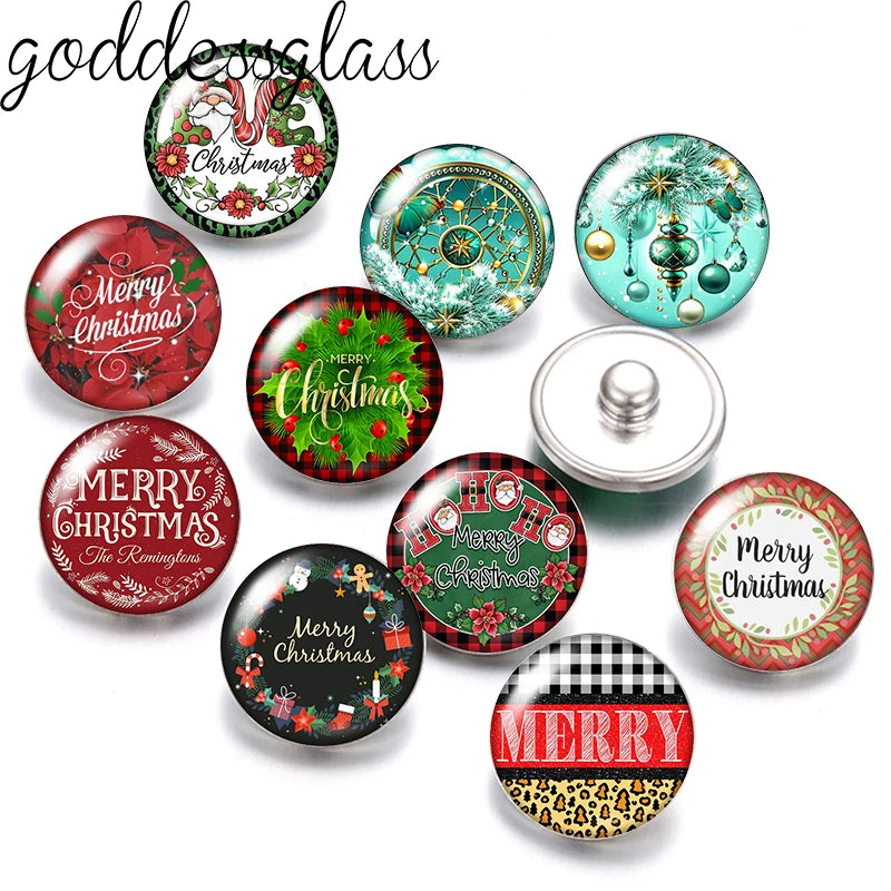 Christmas Elk Trees Birds Car Patterns Words Photo 10pcs 12mm/18mm snap buttons for 12mm/18mm snap bracelets DIY jewelry