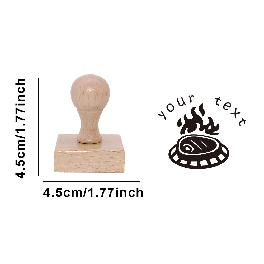 1PC Fashion Customized Name Wooden Seal For Restaurant Bakery Burger Restaurant Custom Brand Name Commercial Stamp