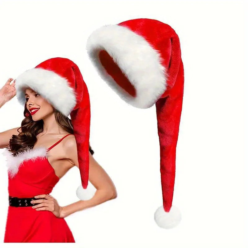 Super Long Christmas Hats Soft Comfortable Velvet Christmas Hat Kids Adult Thickened Santa Claus Caps Men's and women's hats