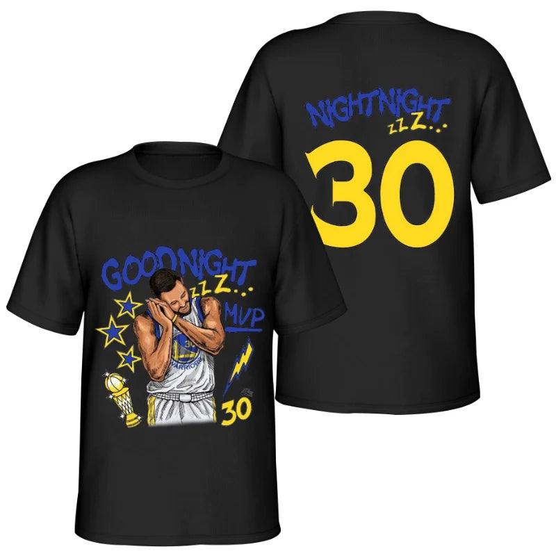 New Stephen Curry good night pattern Y2k Harajuku print high-quality pure cotton men's and women's sports and leisure T-shirt