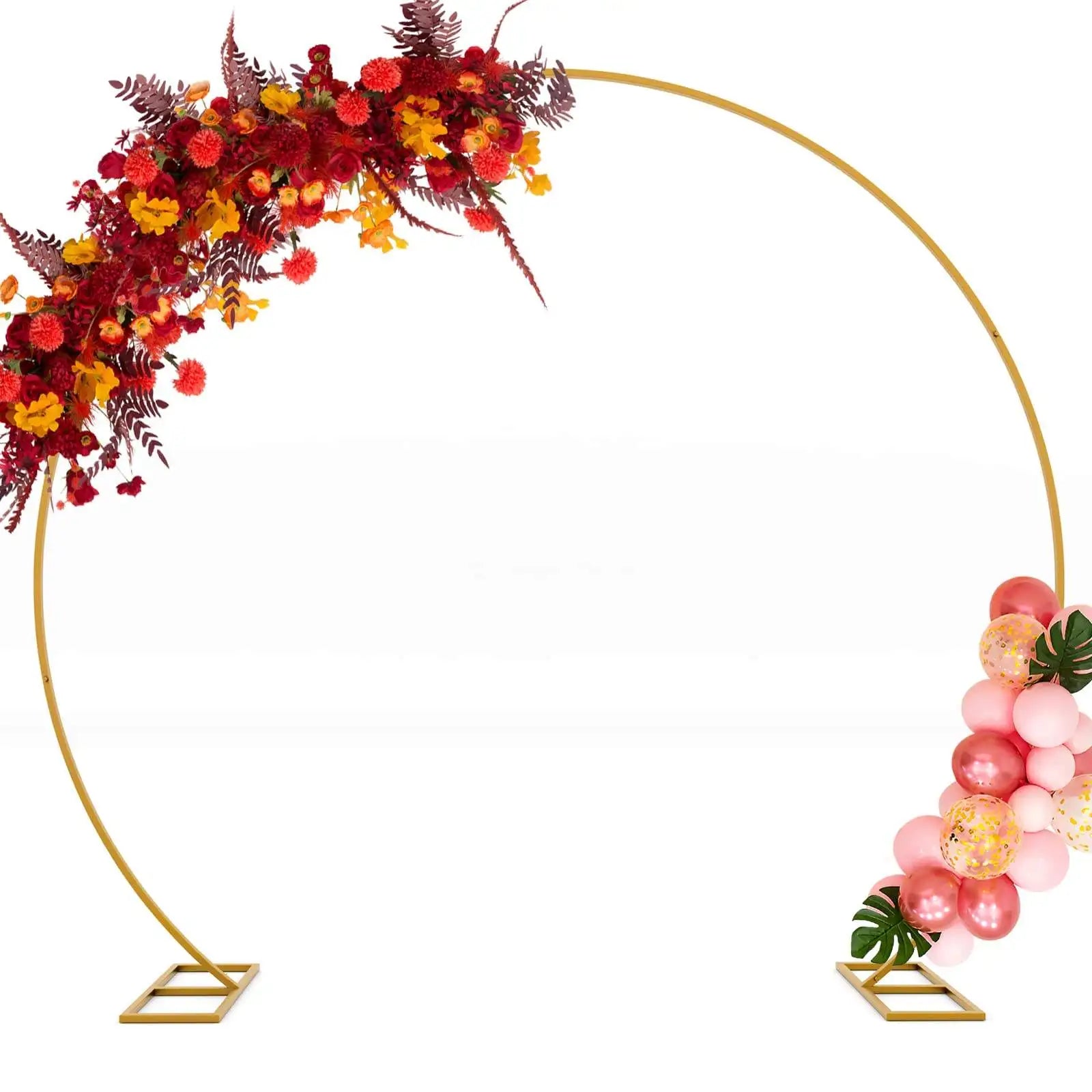 8ft/9.5ft White Round Metal Wedding Arch,Circle Balloon Arch Stand for Garden, Yard, Wedding, Bridal, Indoor Outdoor Party