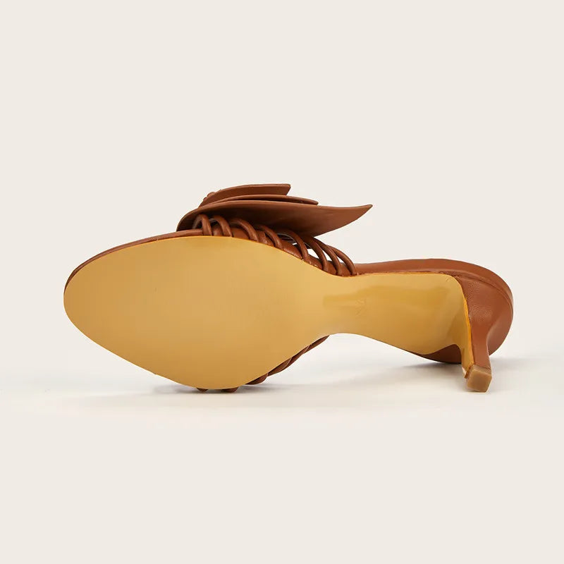 Bohemian Style Fashion Flowers Decor Women Slippers Sandals Summer High heels Mules Slides Casual Outdoor Beach Flip flop Shoes