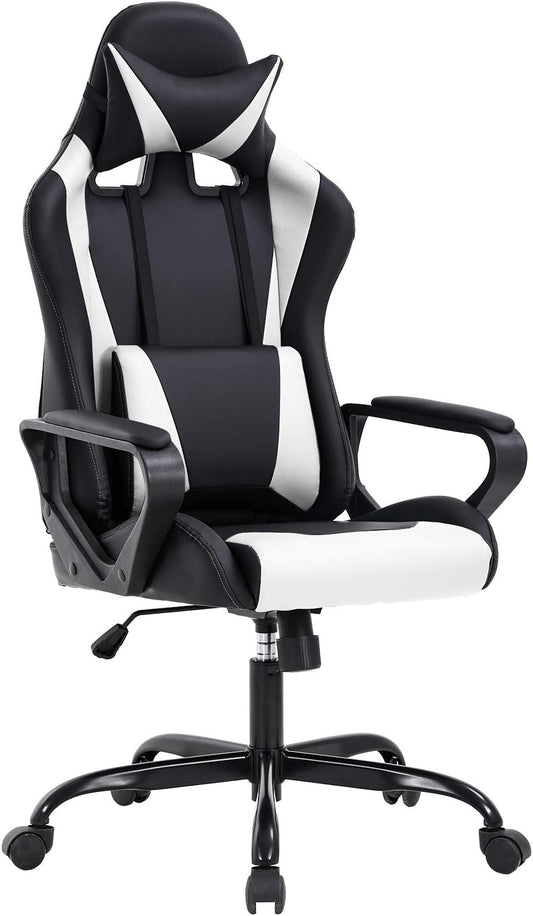 Ergonomic Gaming Chair White With Lumbar Support High Back