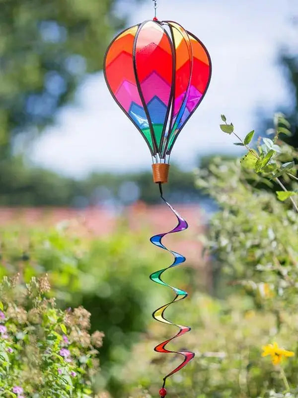 Hot Air Balloon Wind Spinner Pinwheels Rotating Sequins Windmill Ornament for Home Garden Lawn Decor Outdoor Hanging Decoration