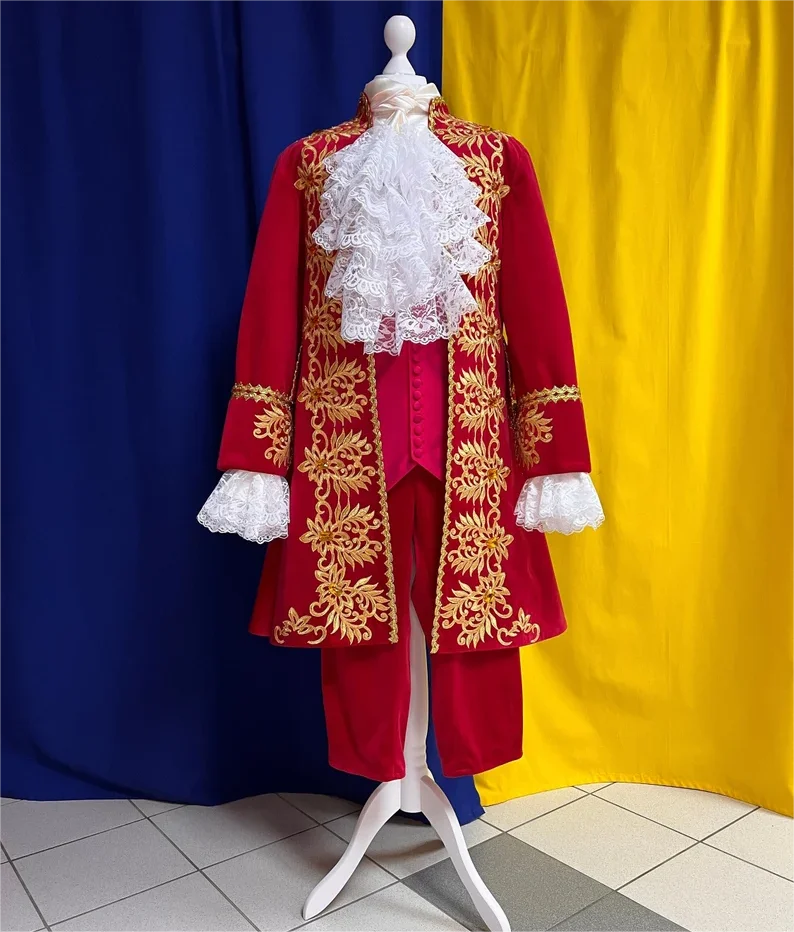 17th ,18th Rococo Costume Men's Versailles Costume Jacket Vest Pants Set French Nobleman Suit Venetian Costumes