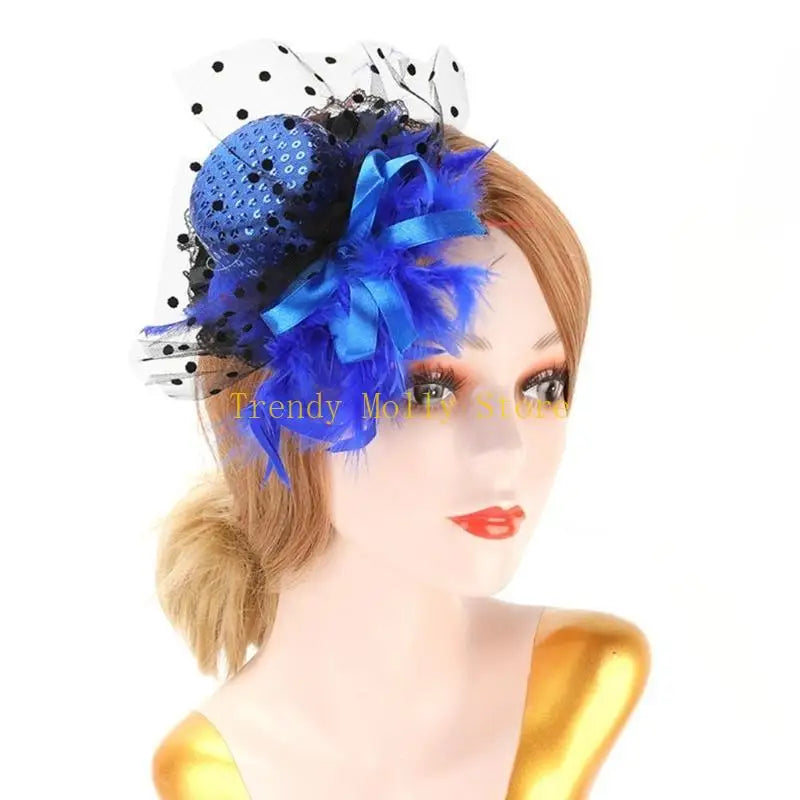 N5KB Top Hat Hair Pin Halloween Bride Taking Photo Ponytail Hair Clip