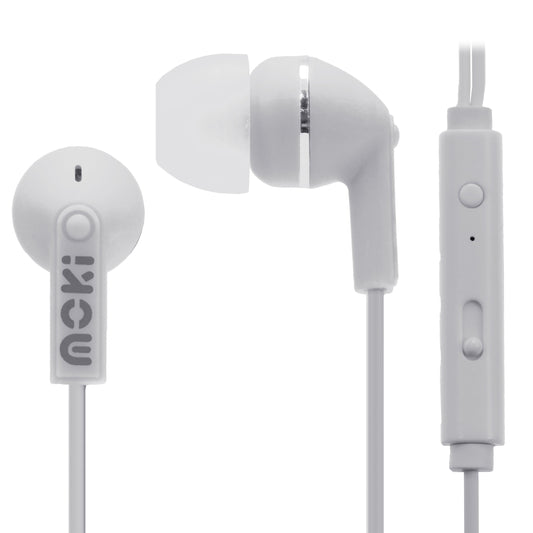 MOKI Noise Isolation Earbuds with microphone & control - WHITEÂ 
