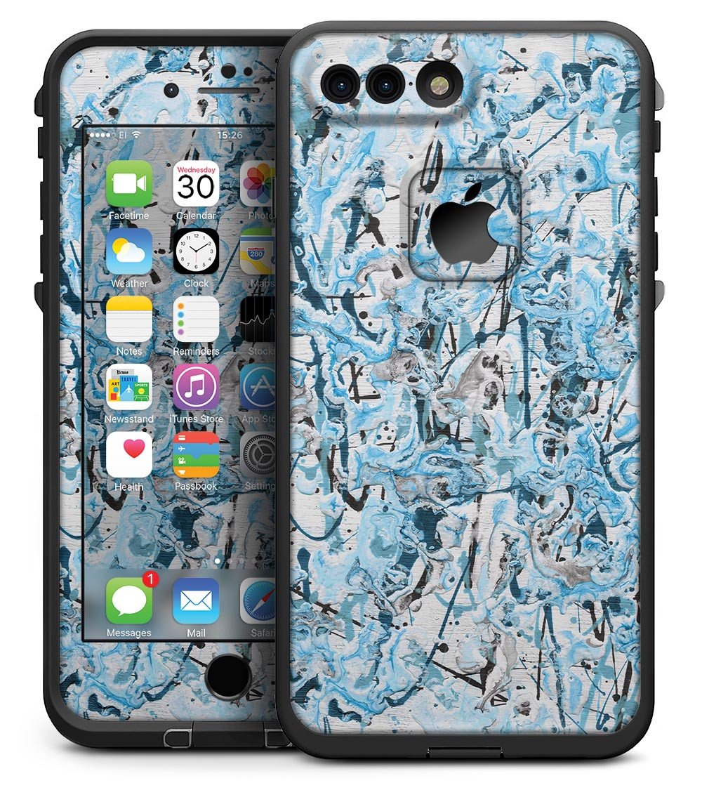 Abstract Wet Paint Teal - iPhone 7 Plus LifeProof Fre Case Skin Kit