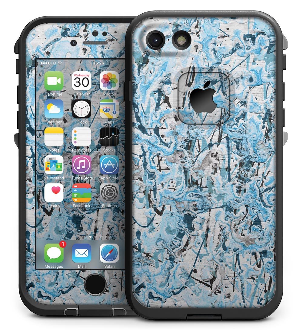Abstract Wet Paint Teal - iPhone 7 LifeProof Fre Case Skin Kit
