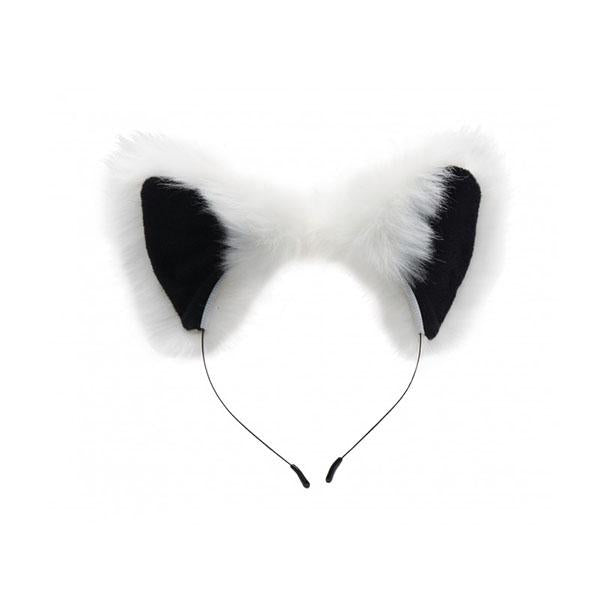 Anal Plug And Ears Set White Fox Tail
