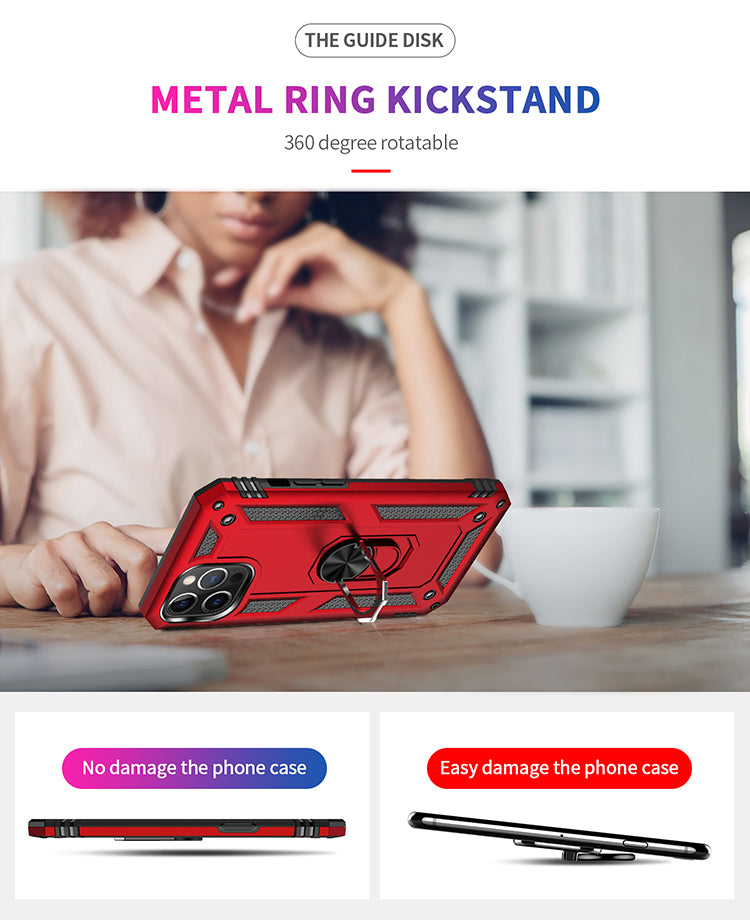 Tech Armor Ring Stand Grip Case with Metal Plate for iPhone 12 /
