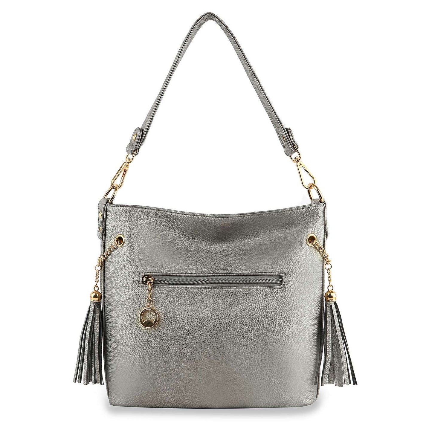 Rhinestone Zip Hobo Handbag