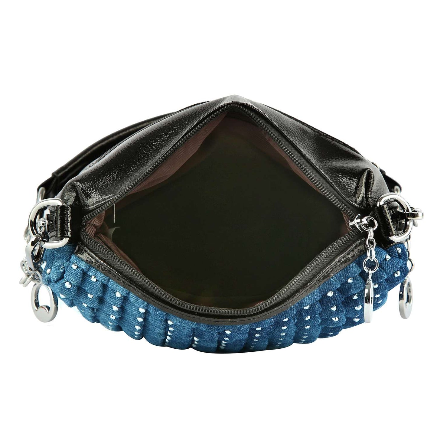 Pleated Rhinestone Accented Shoulder Bag