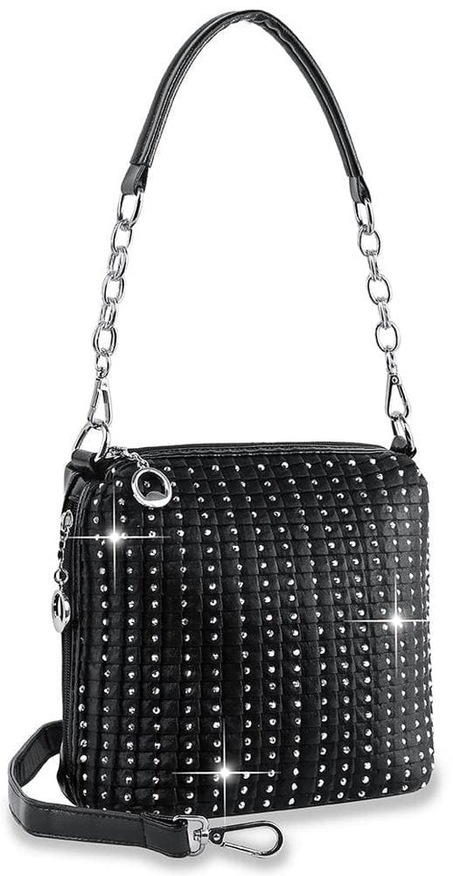 Pleated Rhinestone Accented Shoulder Bag