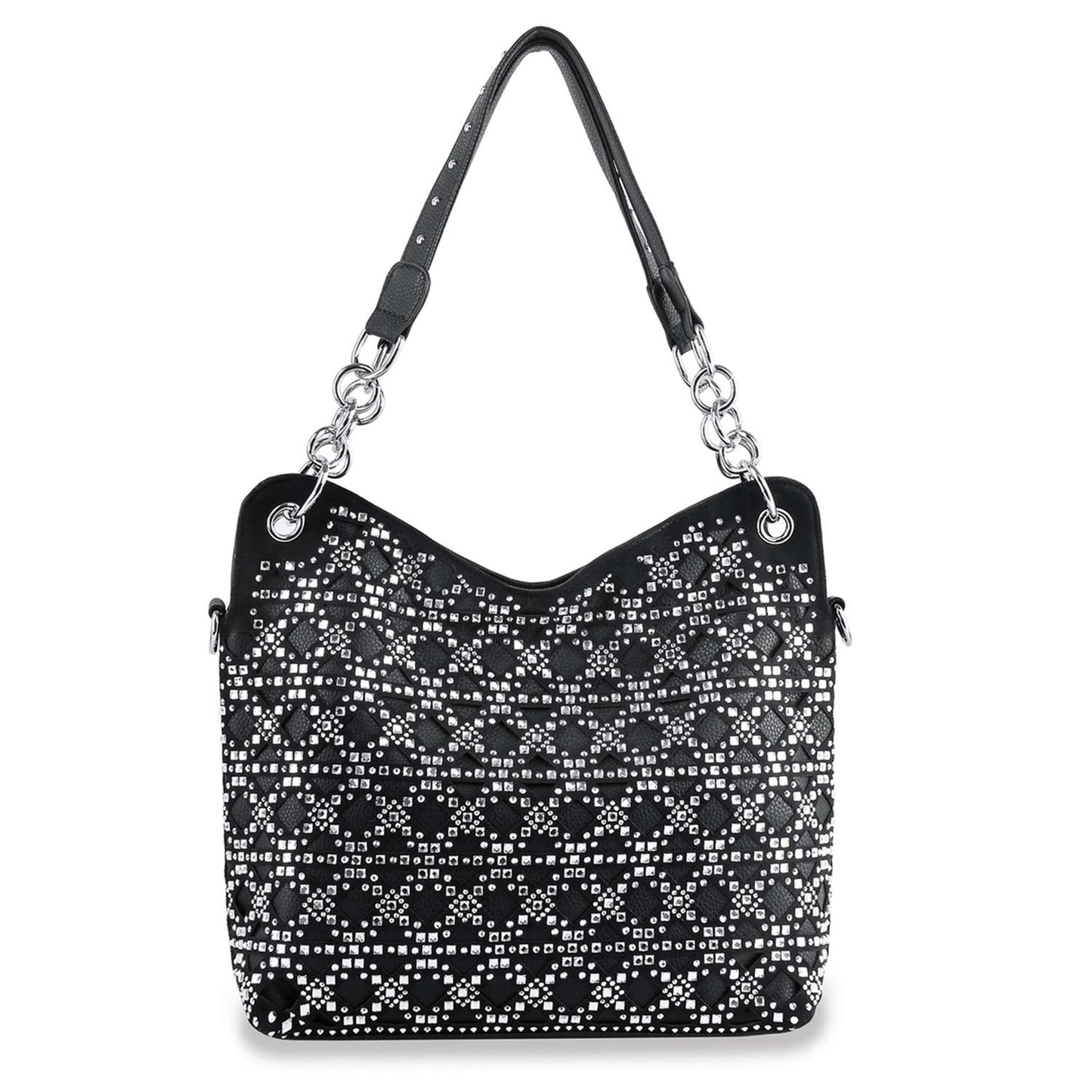 Patterned Rhinestone Fashion Handbag