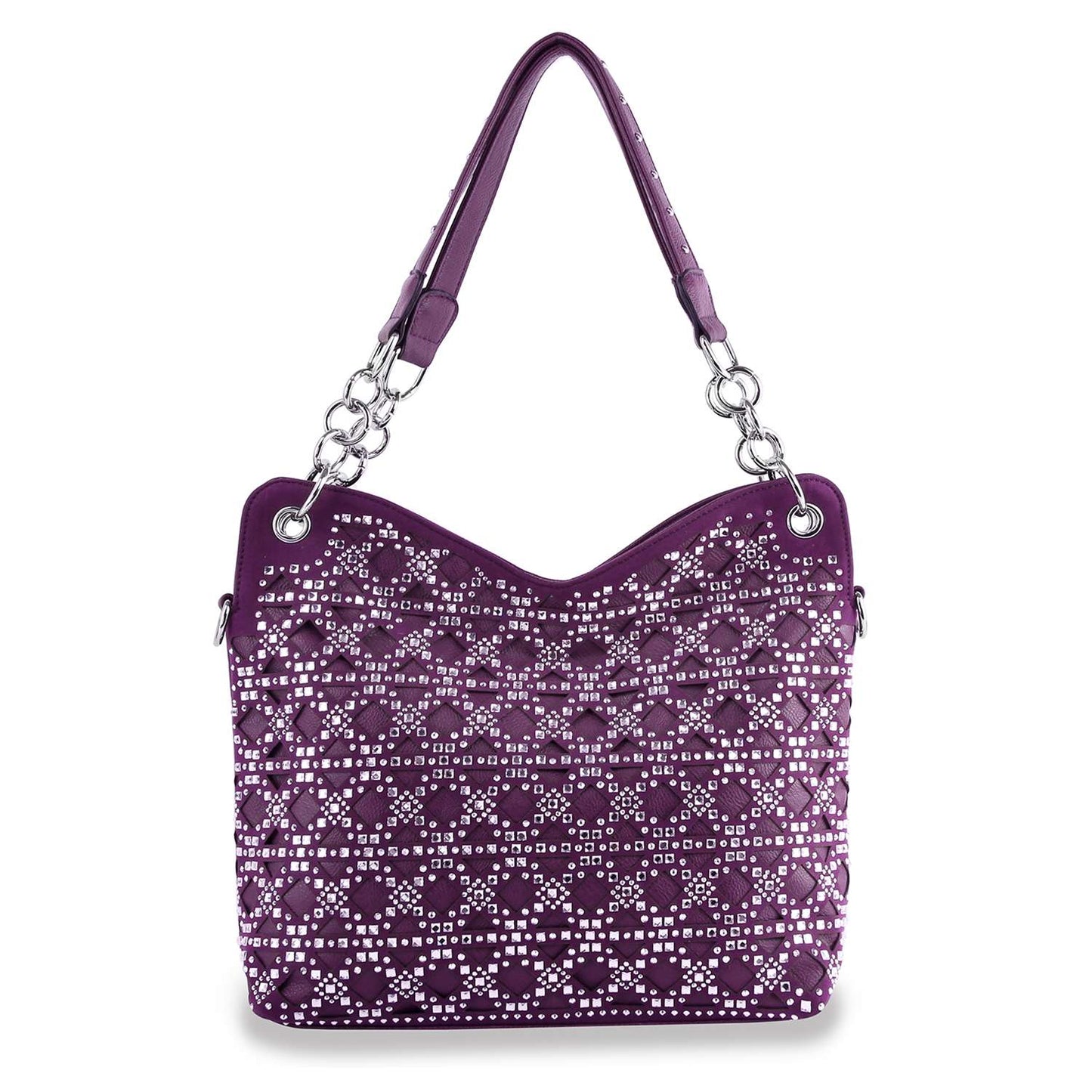 Patterned Rhinestone Fashion Handbag