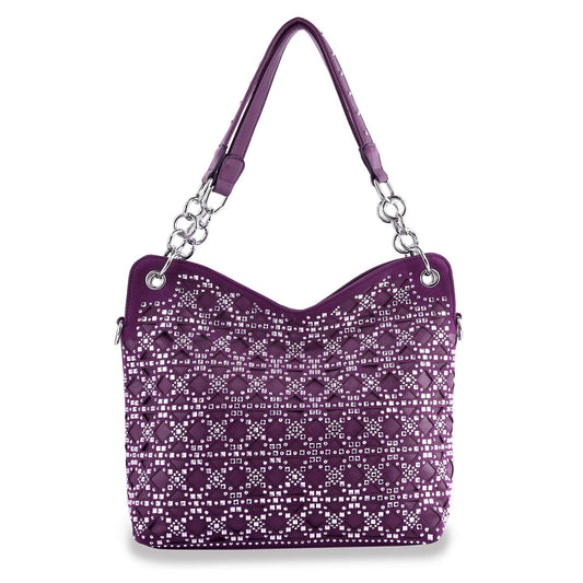 Patterned Rhinestone Fashion Handbag