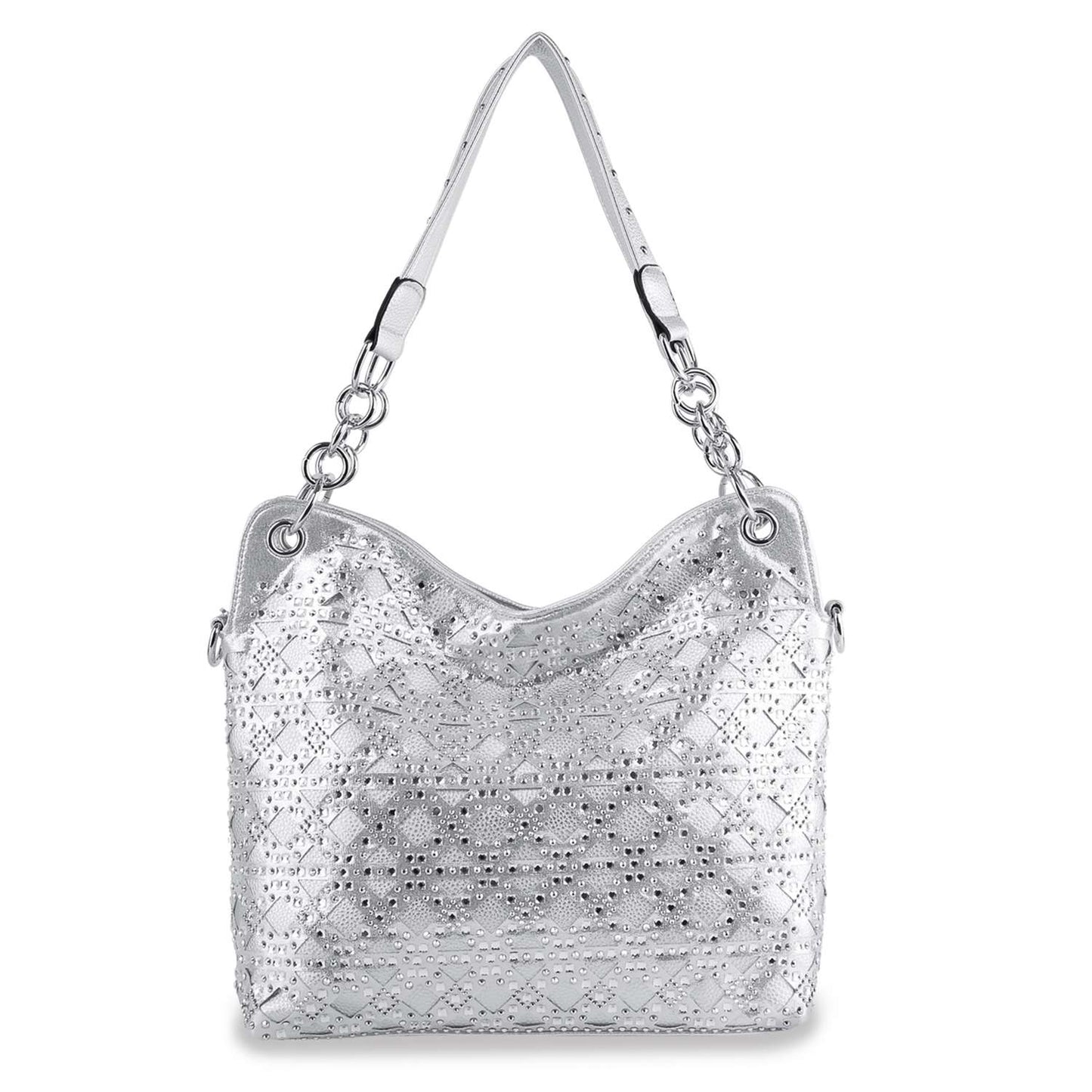 Patterned Rhinestone Fashion Handbag