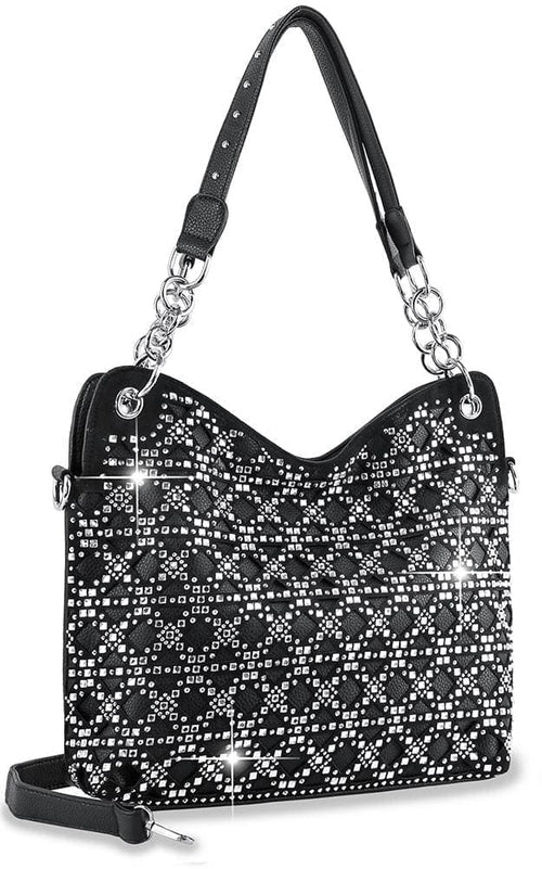 Patterned Rhinestone Fashion Handbag