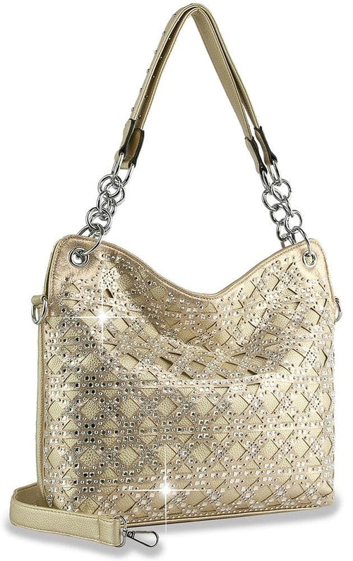 Patterned Rhinestone Fashion Handbag
