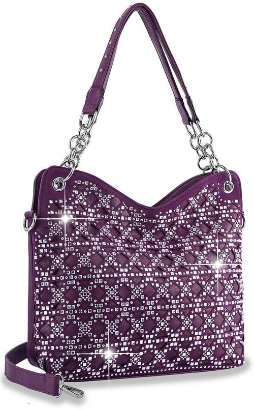 Patterned Rhinestone Fashion Handbag