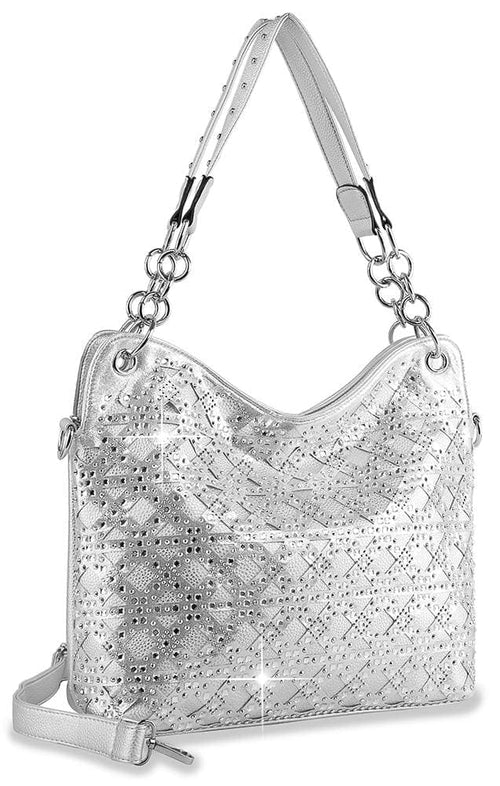 Patterned Rhinestone Fashion Handbag