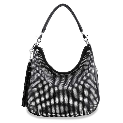 End Pocket Shimmering Stone Hobo Handbag