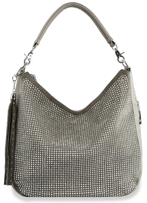 End Pocket Shimmering Stone Hobo Handbag