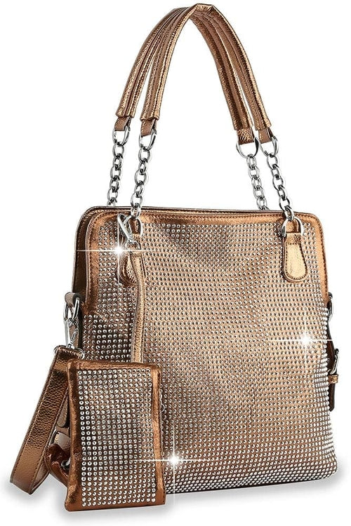 Rhinestone Covered Accessorized Shoulder Bag