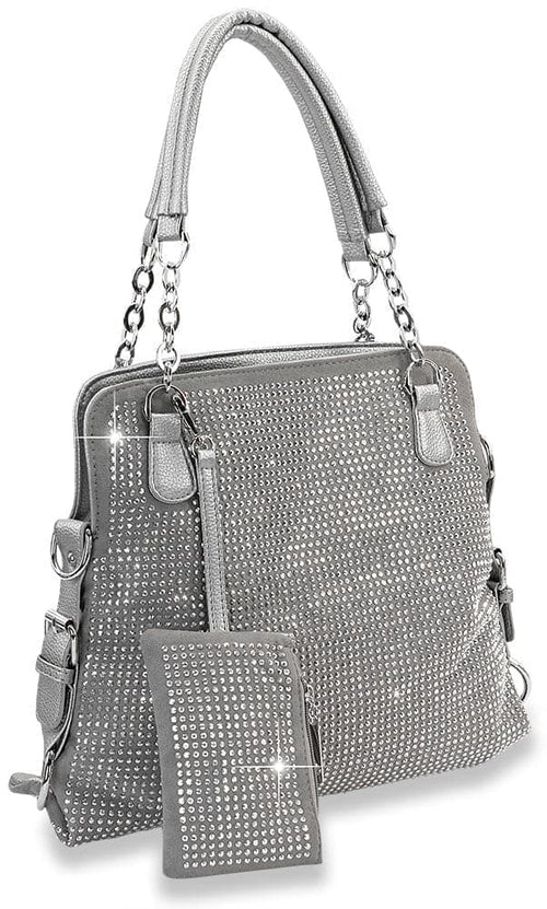 Rhinestone Covered Accessorized Shoulder Bag