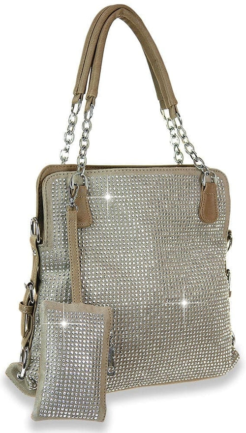 Rhinestone Covered Accessorized Shoulder Bag