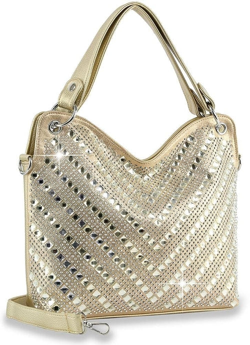 Chevron Design Rhinestone Handbag