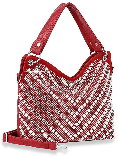 Chevron Design Rhinestone Handbag
