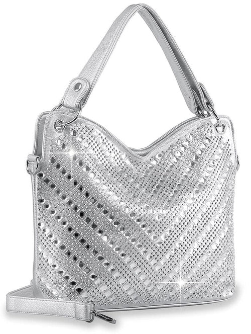 Chevron Design Rhinestone Handbag