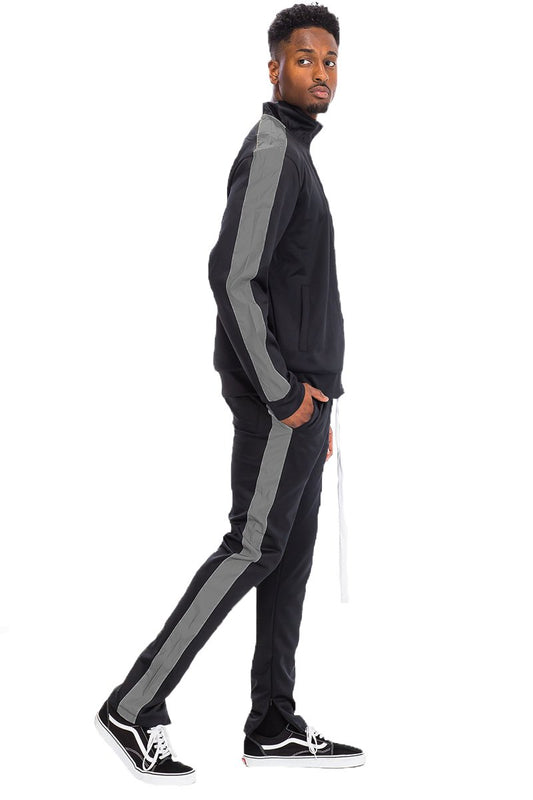 Single Stripe Zip Up Track Jacket and Track Pant Matching Set SET123