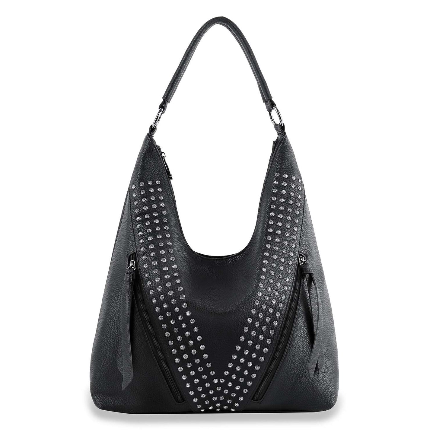 Sparkling Rhinestone Accented Hobo Handbag