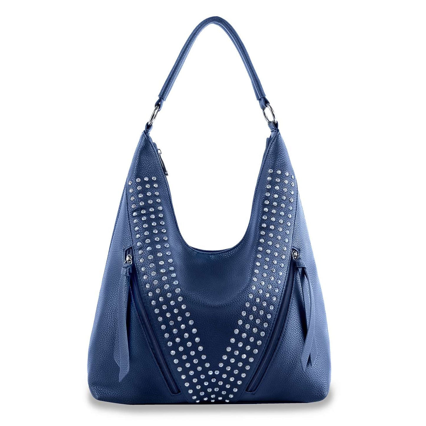 Sparkling Rhinestone Accented Hobo Handbag