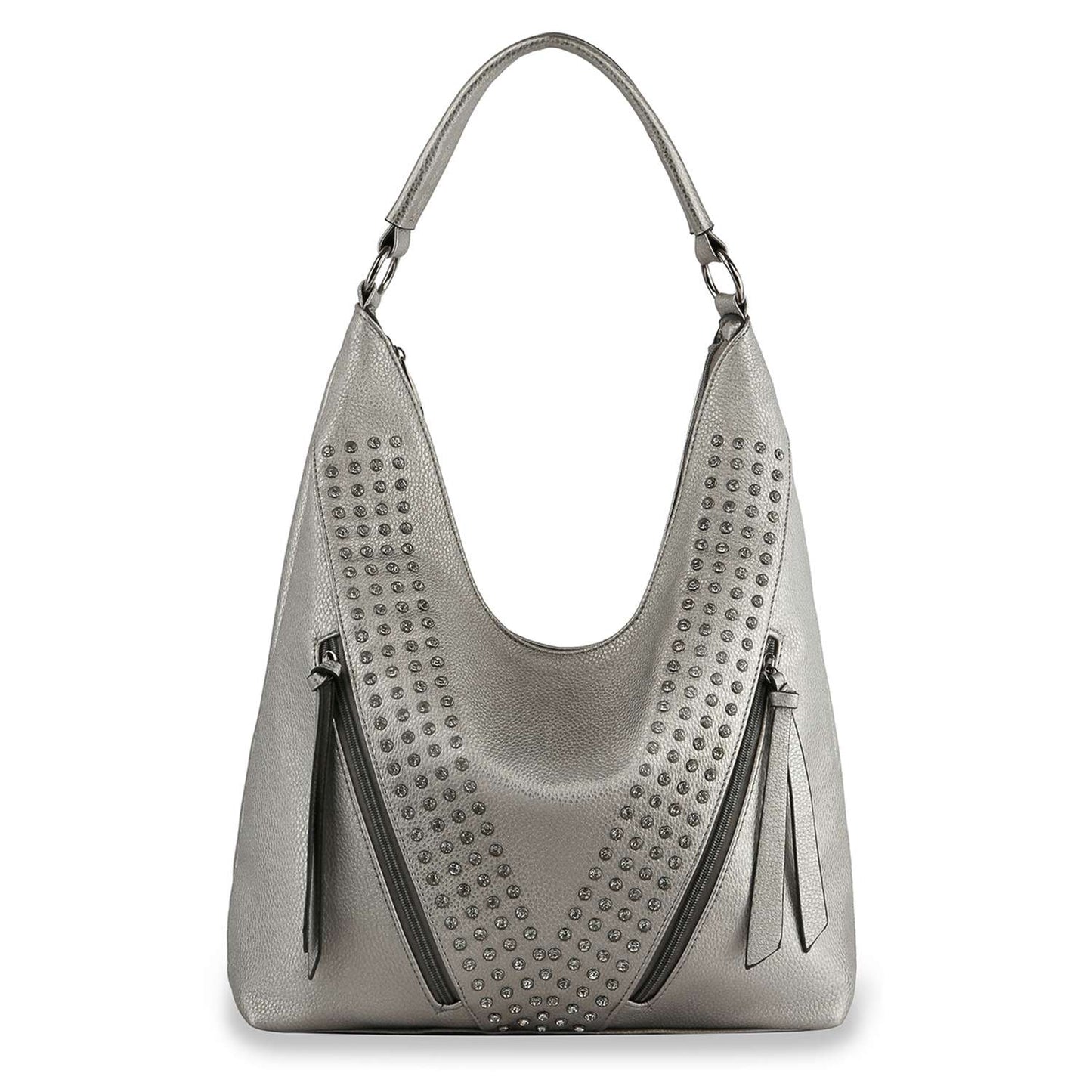 Sparkling Rhinestone Accented Hobo Handbag