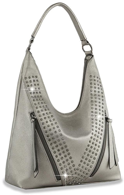 Sparkling Rhinestone Accented Hobo Handbag